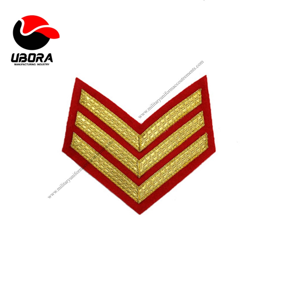 High Quality Chevron Factory Hand Sewn Chevrons red embroidery gold braid